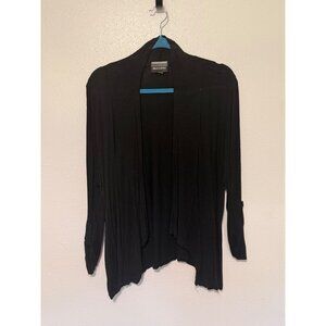 Allison Brittney Light Cardigan Open Front Knit Black Womans XL